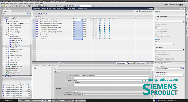Added tags for IO-Link communication